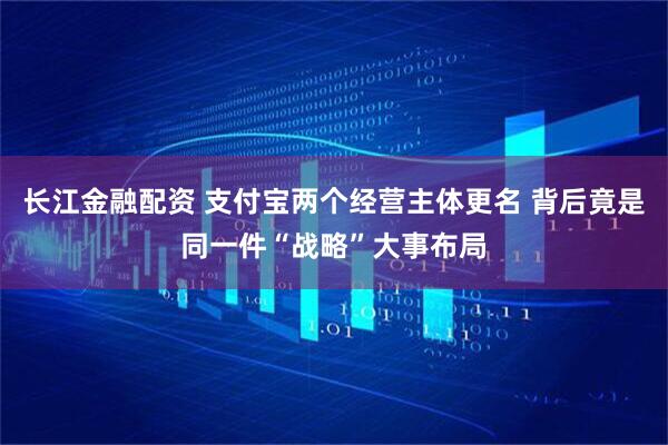 长江金融配资 支付宝两个经营主体更名 背后竟是同一件“战略”大事布局