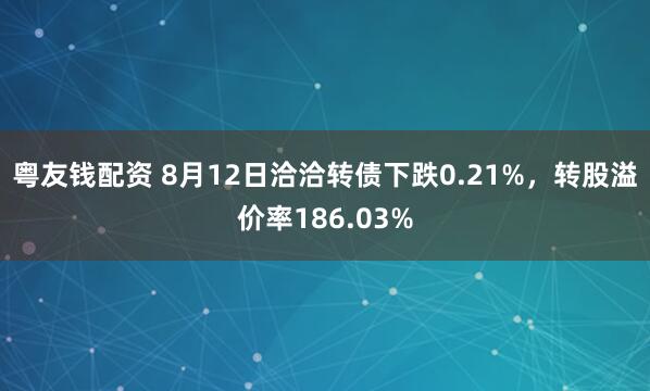 粤友钱配资 8月12日洽洽转债下跌0.21%，转股溢价率186.03%