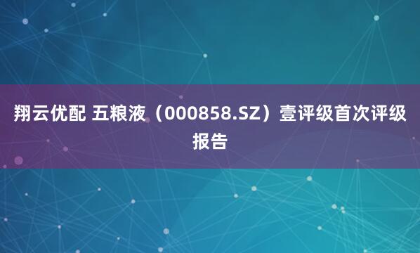 翔云优配 五粮液（000858.SZ）壹评级首次评级报告